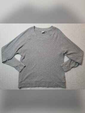 Aritzia Tna Waffle Raglan Long Sleeve Sz L Heather Chrome Gray Crewneck Thermal